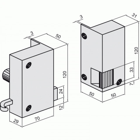 Serrure électrique à tirage et à cylindre en applique droite ensemble 15