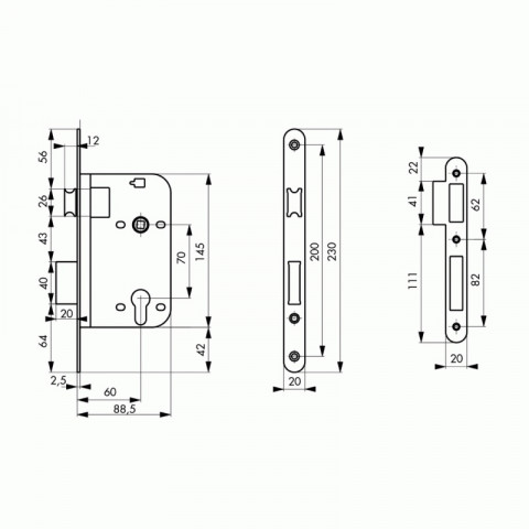 Serrure pour porte intérieure et extérieure