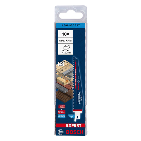 Set de 10 lames de scie sabre bosch expert wood with metal demolition 150 mm (2 608 900 397)