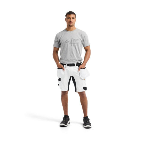 Short peintre stretch 2D avec poches flottantes Blanc/Noir 17721832 - Taille au choix