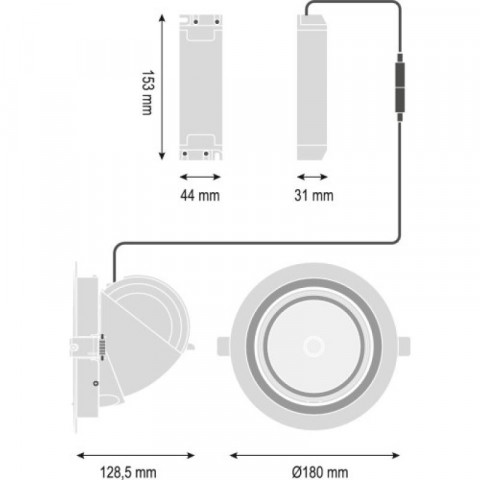 Spot encastré led dn 170 vario 35 w 3000k 3350 lm