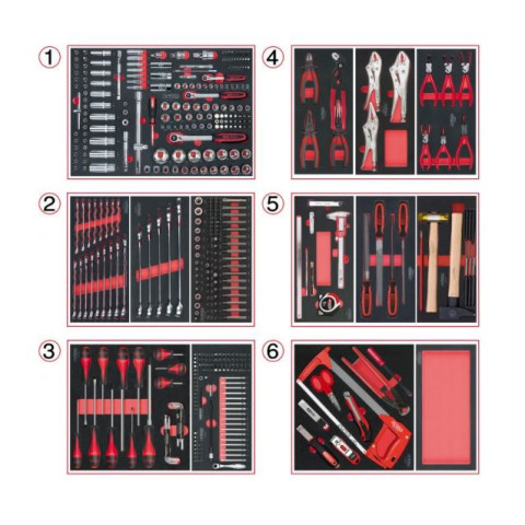 Composition d'outils 6 tiroirs pour servante KS TOOLS - 455 pièces - 714.0452
