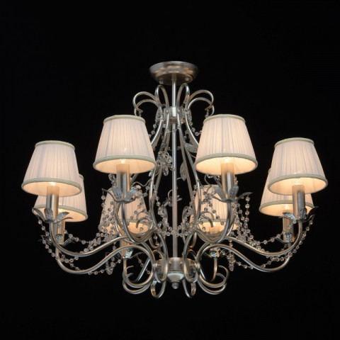 Suspension argentée elegance 8 ampoules 140 cm