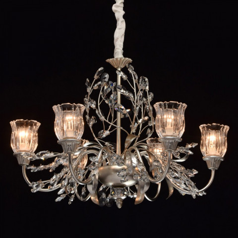 Suspension argentée flora 6 ampoules 140 cm