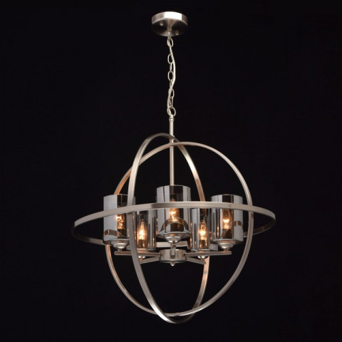 Suspension argentée loft 5 ampoules 100 cm