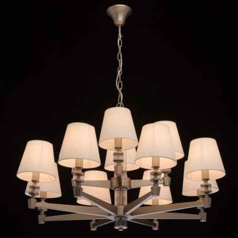Suspension argentée neoclassic 12 ampoules 101 cm