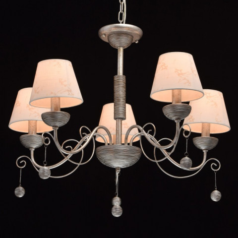 Suspension argentée neoclassic 5 ampoules 103 cm