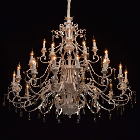 Suspension blanche country 28 ampoules 320 cm