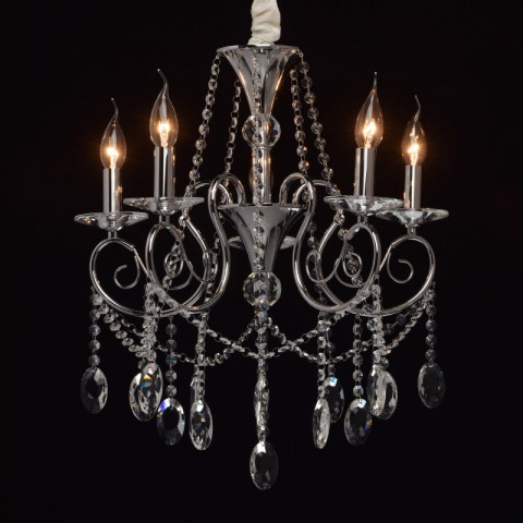 Suspension chromée crystal 5 ampoules 94 cm