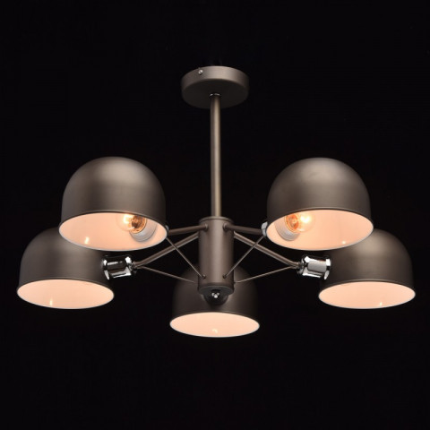 Suspension grise loft 5 ampoules 40 cm