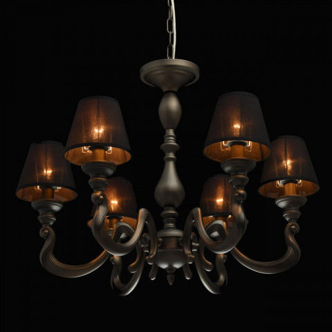 Suspension grise neoclassic 6 ampoules 97 cm