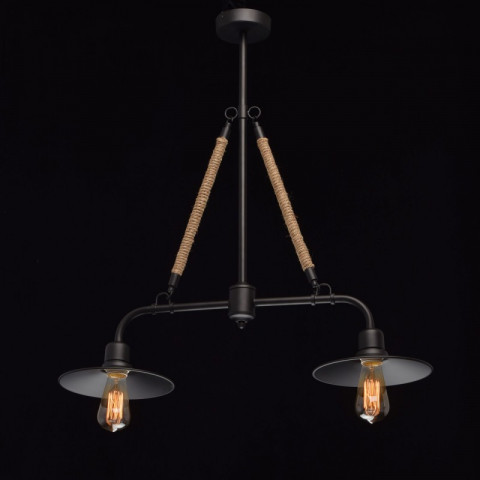 Suspension noire loft 2 ampoules 75 cm