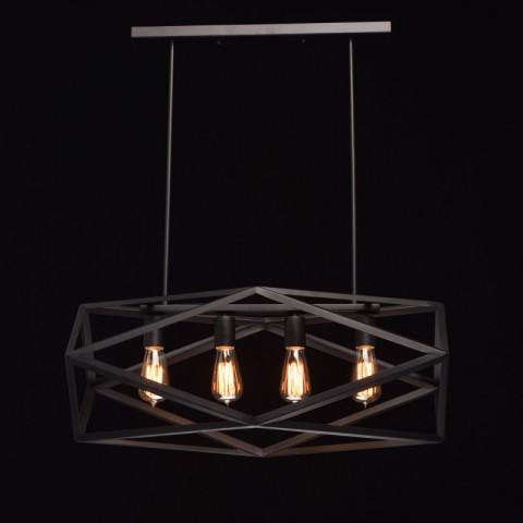 Suspension noire loft 4 ampoules 89 cm