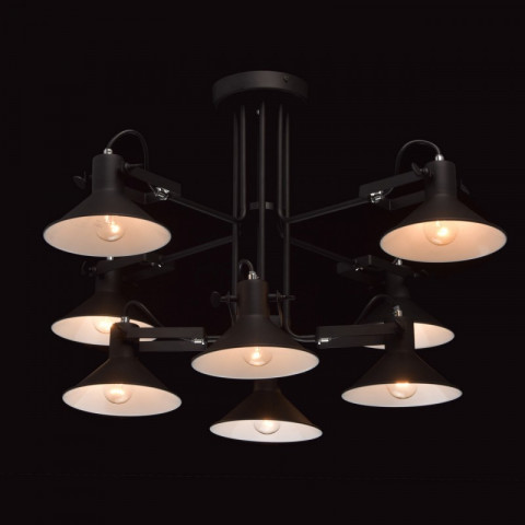 Suspension noire loft 8 ampoules 45 cm