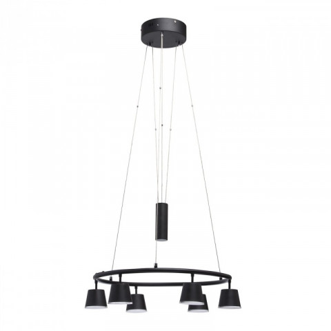 Suspension noire techno 6 ampoules 150 cm