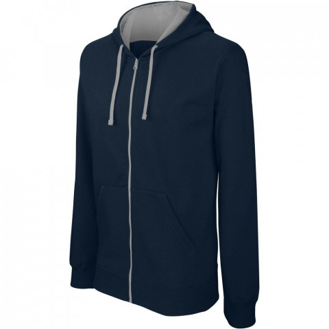 Sweat-shirt zippé capuche contrastée kariban homme - Coloris et taille au choix