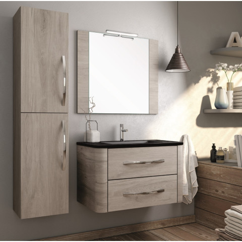 Meuble de salle de bain 120cm simple vasque - 2 tiroirs - sans miroir - tago