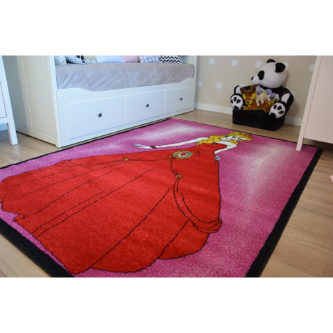 Tapis kids princesse rose c425 - Dimension au choix