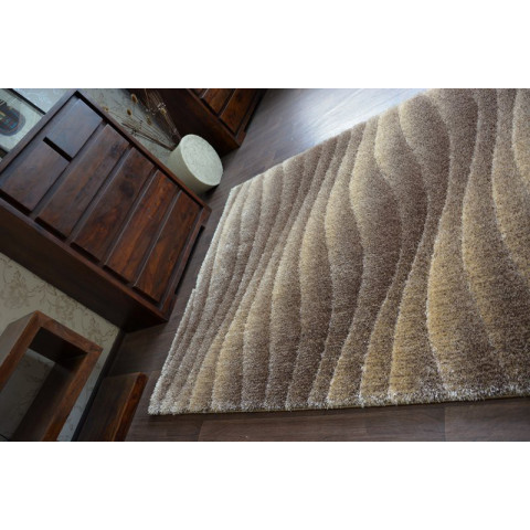 Tapis shaggy space 3d b222 marron clair - Dimension au choix