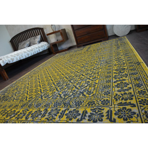 Tapis vintage fleurs 22209/025 jaune - Dimension au choix