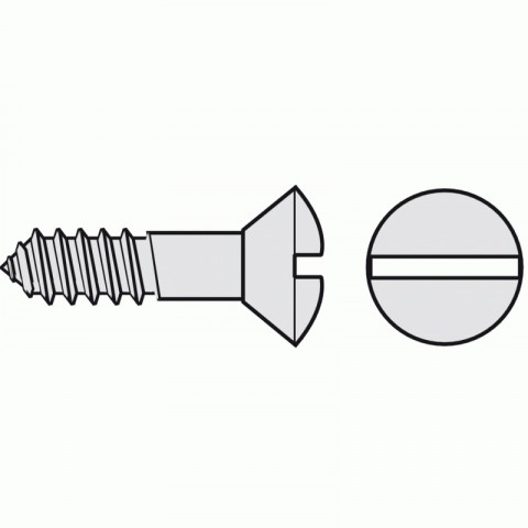 Vis à bois tête fraisée bombée fendue laiton, diamètre 2,5 mm, longueur 20 mm, sachet de 100 vis