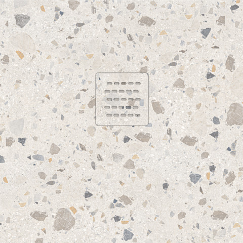 Receveur de douche en résine extra plat à poser 100x140cm - terrazzo ivoire  - origine
